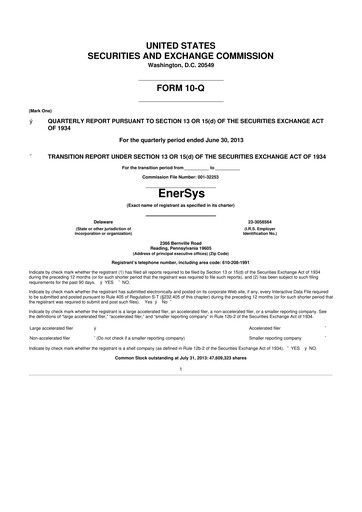 Thumbnail EnerSys 10-Q Quarterly Report FY 