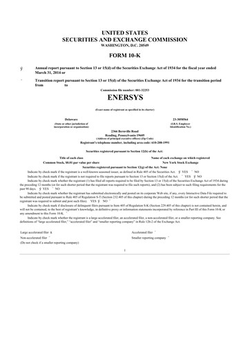 Thumbnail EnerSys 10-K Annual Report 2014