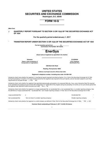 Thumbnail EnerSys 10-Q Quarterly Report FY 