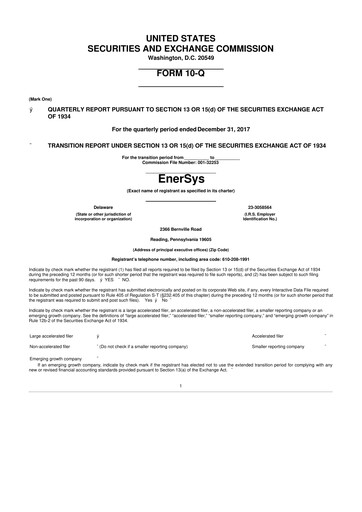 Thumbnail EnerSys 10-Q Quarterly Report FY 