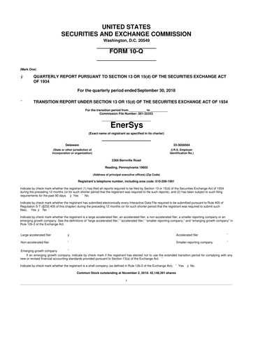 Thumbnail EnerSys 10-Q Quarterly Report FY 