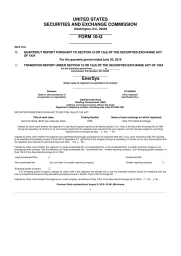 Thumbnail EnerSys 10-Q Quarterly Report FY 