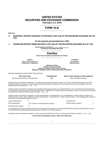 Thumbnail EnerSys 10-Q Quarterly Report FY 