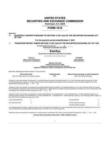 Thumbnail EnerSys 10-Q Quarterly Report FY 