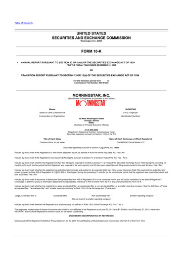 Thumbnail Morningstar
 10-K Annual Report 2013