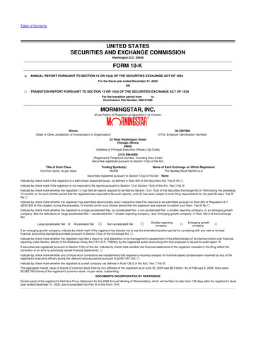 Thumbnail Morningstar
 10-K Annual Report 2025