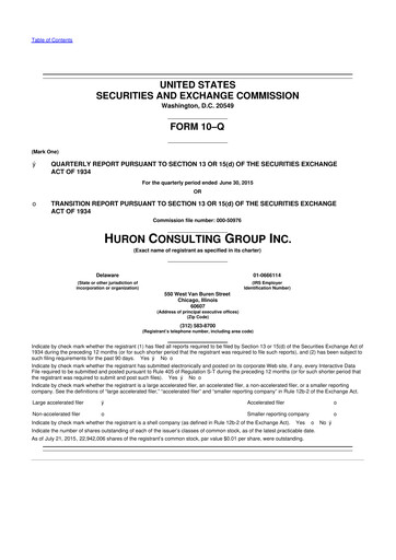 Thumbnail Huron Consulting 10-Q Quarterly Report FY2015 