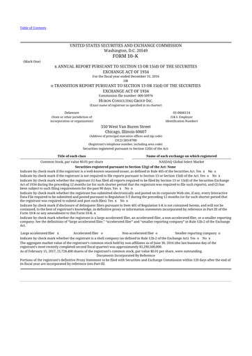 Thumbnail Huron Consulting 10-K Annual Report 2016