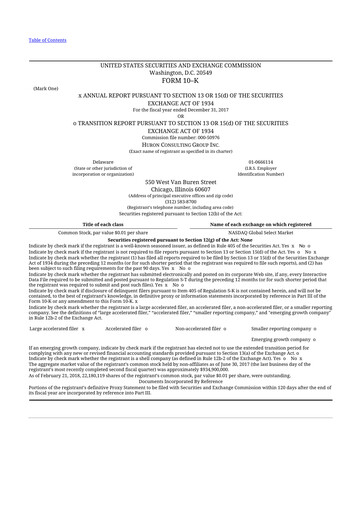 Thumbnail Huron Consulting 10-K Annual Report 2017