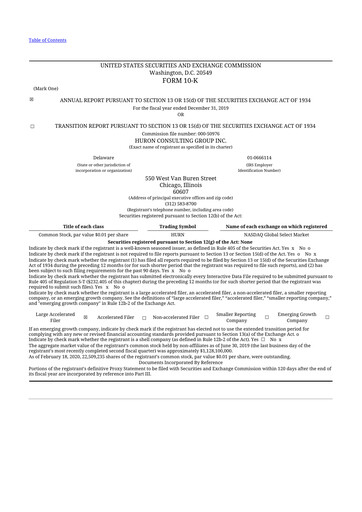 Thumbnail Huron Consulting 10-K Annual Report 2019