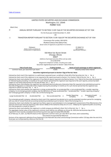 Thumbnail Huron Consulting 10-K Annual Report 2020