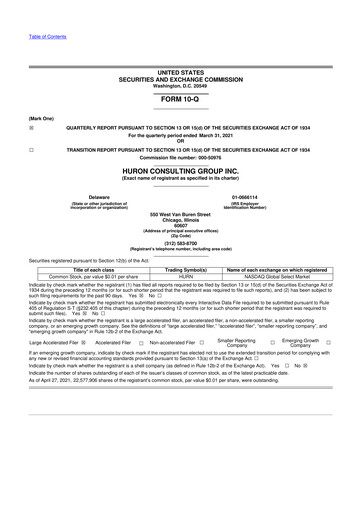 Thumbnail Huron Consulting 10-Q Quarterly Report FY2021 