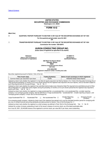 Thumbnail Huron Consulting 10-Q Quarterly Report FY2021 