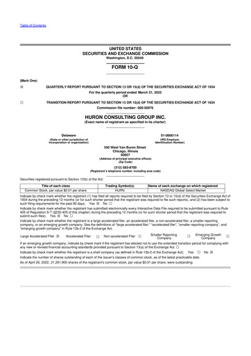Thumbnail Huron Consulting 10-Q Quarterly Report FY2022 