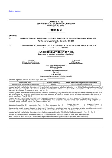 Thumbnail Huron Consulting 10-Q Quarterly Report FY2024 