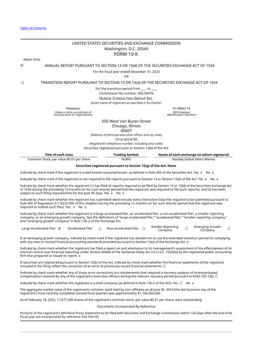 Thumbnail Huron Consulting 10-K Annual Report 2024