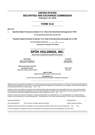 Thumbnail Spok Holdings
 10-Q Quarterly Report FY 
