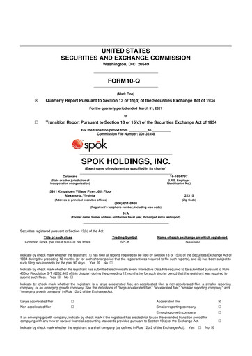 Thumbnail Spok Holdings
 10-Q Quarterly Report FY 