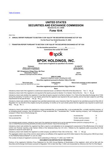 Thumbnail Spok Holdings
 10-K Annual Report 2022