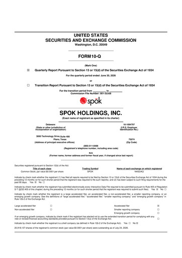 Vorschaubild Spok Holdings
 10-Q Quartalsbericht 2026 