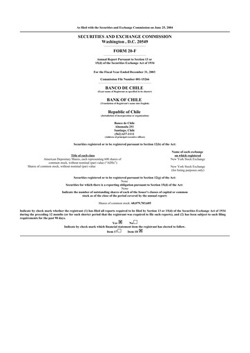 Thumbnail Banco de Chile
 20-F Annual Report 