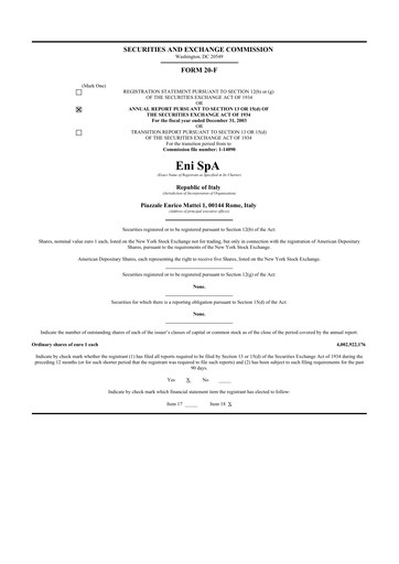 Thumbnail ENI 20-F Annual Report 