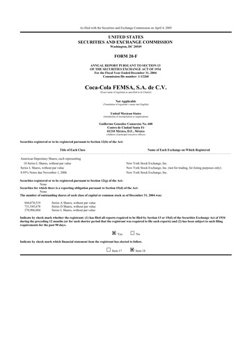 Thumbnail Coca-Cola FEMSA 20-F Annual Report 