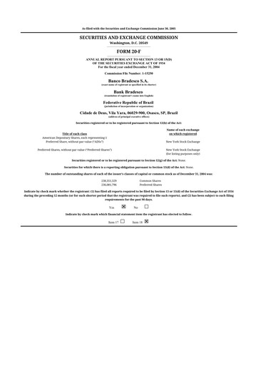 Thumbnail Banco Bradesco 20-F Annual Report 