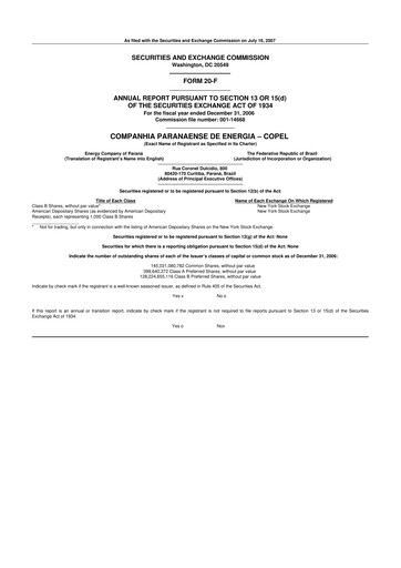 Thumbnail Companhia Paranaense de Energia (COPEL) 20-F Annual Report 