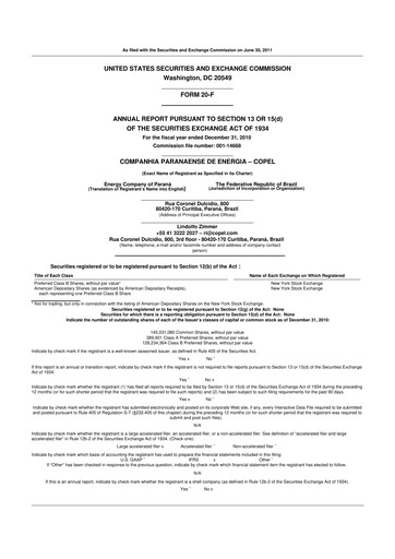 Thumbnail Companhia Paranaense de Energia (COPEL) 20-F Annual Report 