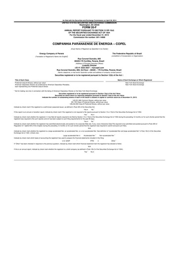 Thumbnail Companhia Paranaense de Energia (COPEL) 20-F Annual Report 