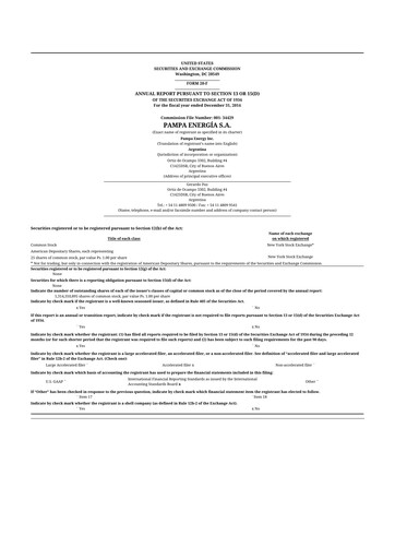 Thumbnail Pampa Energía
 20-F Annual Report 