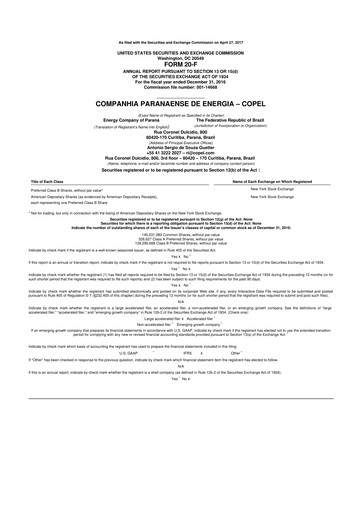 Thumbnail Companhia Paranaense de Energia (COPEL) 20-F Annual Report 