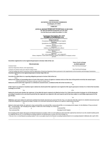 Thumbnail Pampa Energía
 20-F Annual Report 