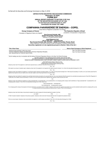 Thumbnail Companhia Paranaense de Energia (COPEL) 20-F Annual Report 