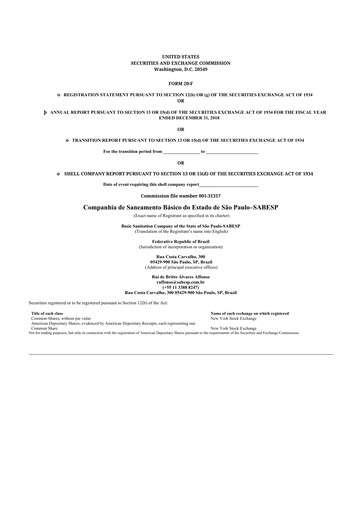 Thumbnail Sabesp 20-F Annual Report 2018