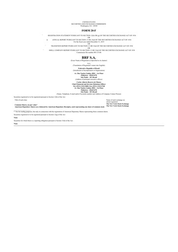 Thumbnail BRF 20-F Annual Report 2019