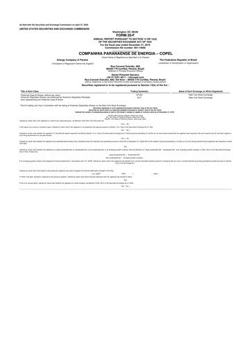 Thumbnail Companhia Paranaense de Energia (COPEL) 20-F Annual Report 2019