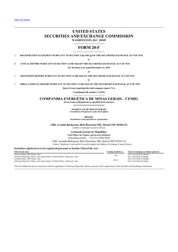 Thumbnail Cemig 20-F Annual Report 2019