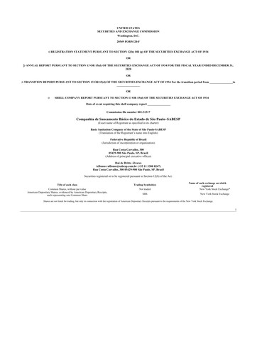 Thumbnail Sabesp 20-F Annual Report 2020