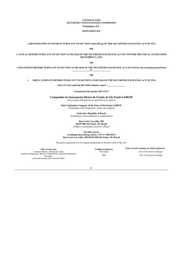 Thumbnail Sabesp 20-F Annual Report 2021