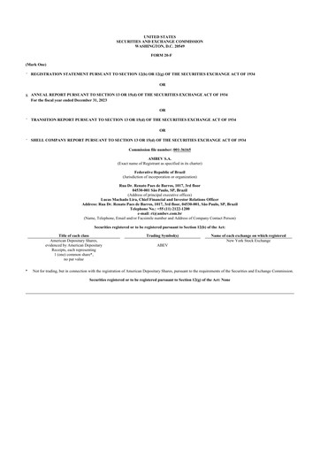 Thumbnail Ambev 20-F Annual Report 2023