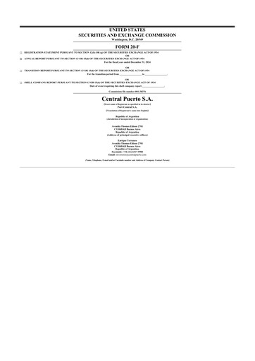 Miniature Central Puerto
 20-F Rapport annuel 2024