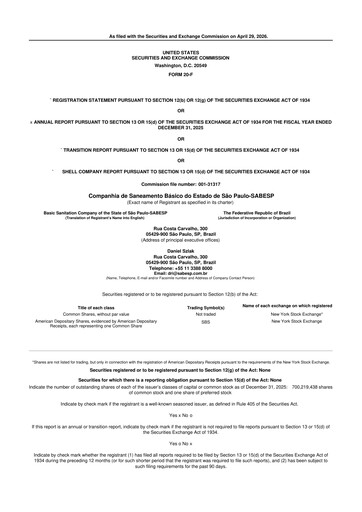 Thumbnail Sabesp 20-F Annual Report 