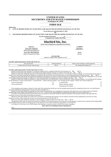 Thumbnail bluebird bio
 10-K Annual Report 2024