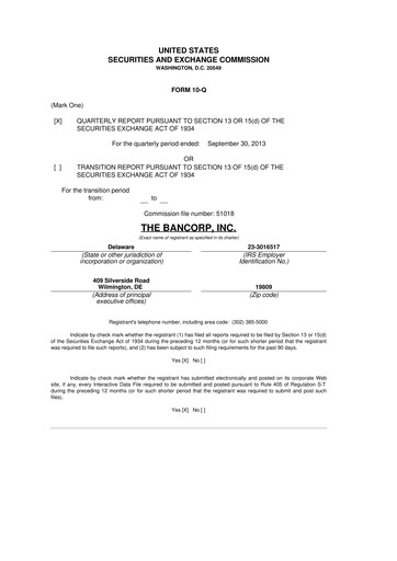 Thumbnail The Bancorp, Inc. 10-Q Quarterly Report FY2013 