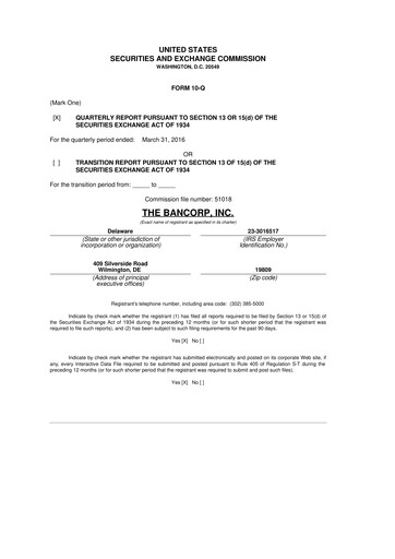 Thumbnail The Bancorp, Inc. 10-Q Quarterly Report FY2016 