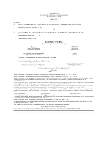 Thumbnail The Bancorp, Inc. 10-K Annual Report 2018