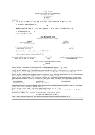 Thumbnail The Bancorp, Inc. 10-K Annual Report 2019