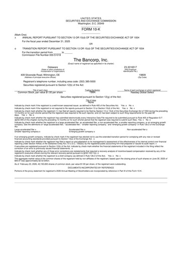 Thumbnail The Bancorp, Inc. 10-K Annual Report 2025